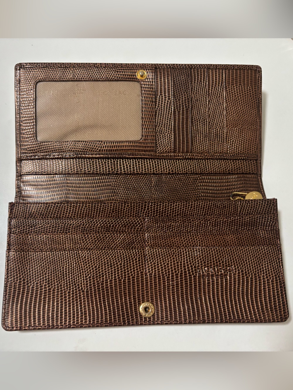 Mosaic Genuine Leather Brown Lizard-Embossed Long Wallet - Picture 4 of 6